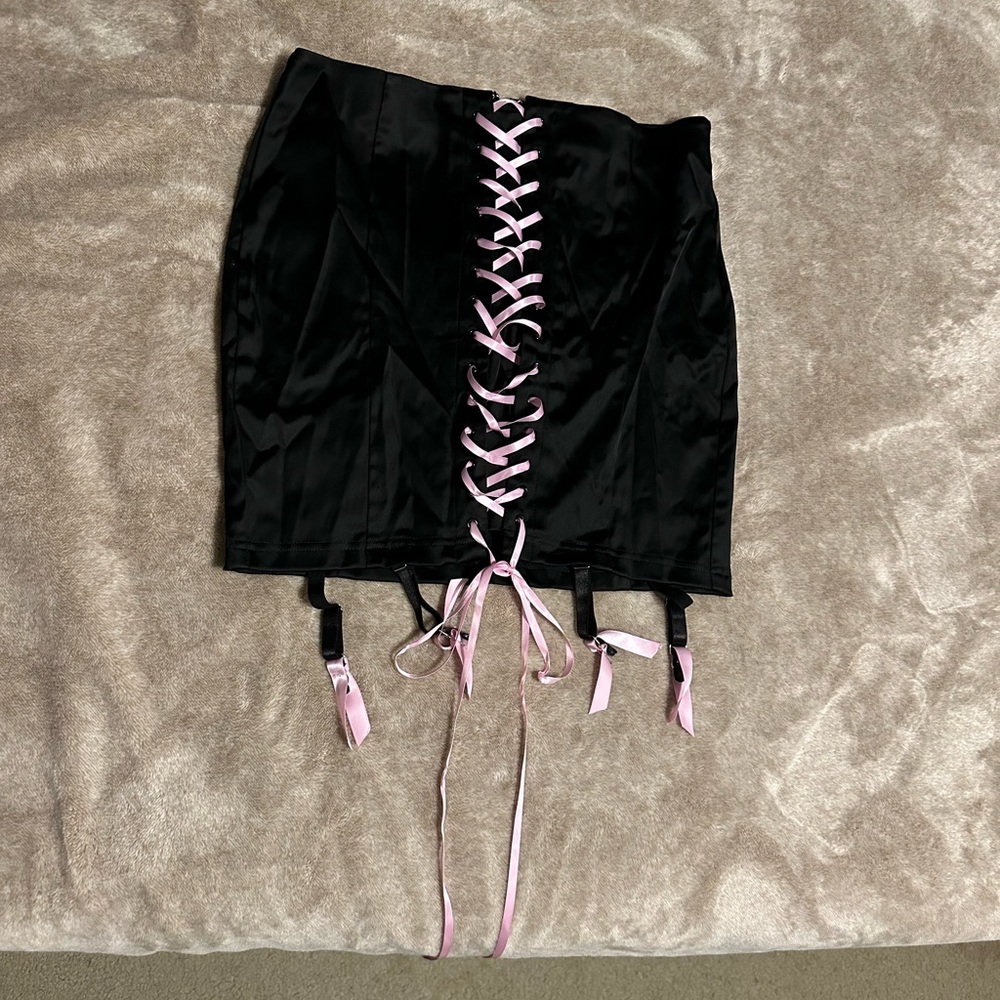 Sugar Thrillz Black and Pink Corset Mini Skirt